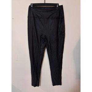 NWT Women's Black Faux Leather High Waist Leggings Stretchy Athleisure XL